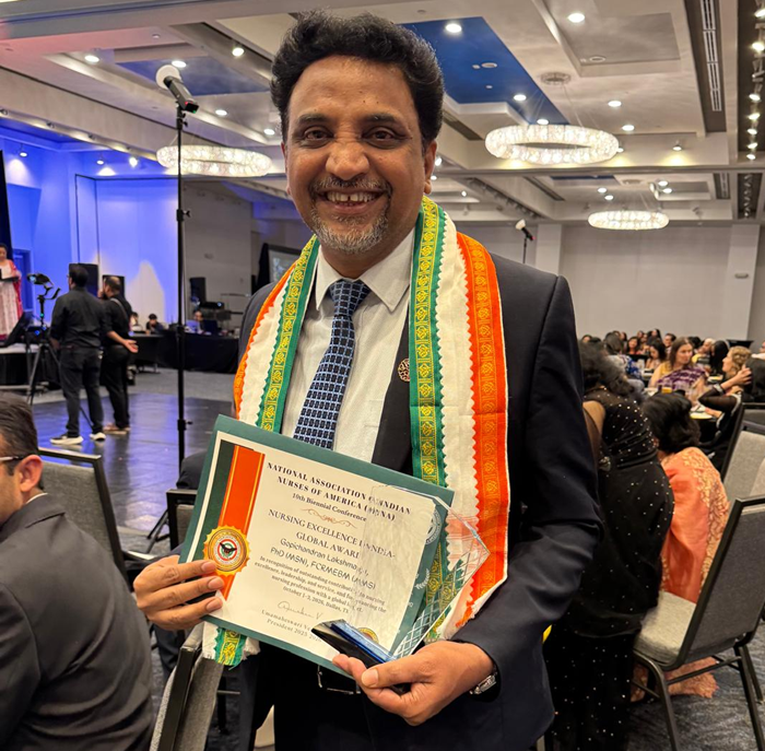 Dr. Gopichandran of NIMHANS honored with nursing excellence in India–Global Award